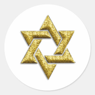 Gold Star of David Classic Round Sticker