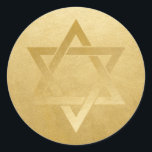 Gold Star of David Elegant Circle Classic Round Sticker<br><div class="desc">Elegant modern classic faux gold foil Star of David blank stickers you can personalise with any text or photo you add yourself. These stylish bar mitzvah favour tag stickers give a classy look as envelope seals, or on DIY bar and bat mitzvah party decor projects. • • • Click CUSTOMIZE FURTHER to...</div>