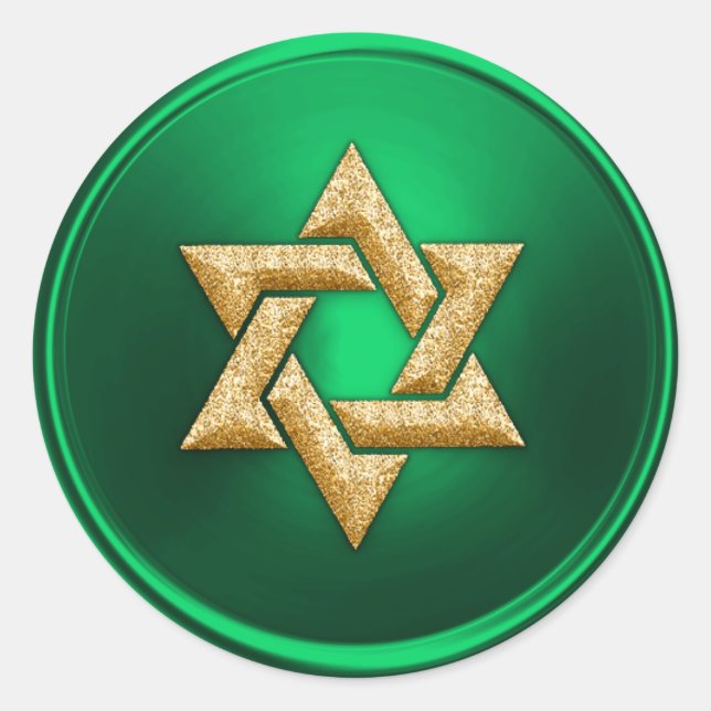 Gold Star of David Envelope Seal Green (Front)