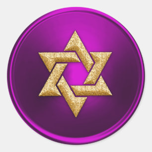 Gold Star of David Envelope Seal Raspberry Pink