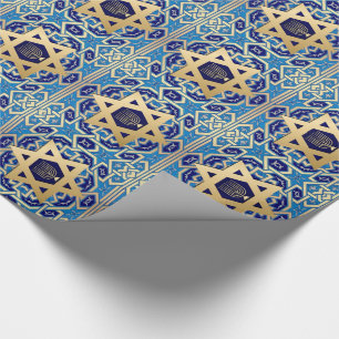 Gold Star of David Jewish Holidays Gift  Wrapping Paper