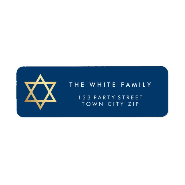 GOLD STAR OF DAVID modern plain simple navy blue (Front)