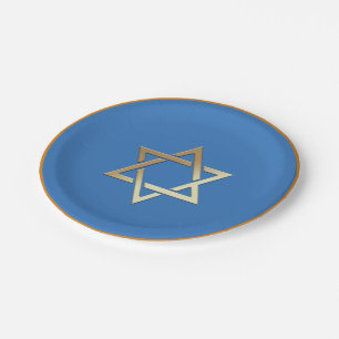 Gold Star of David Paper Plates