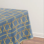Gold Star of David Pattern on Blue Tablecloth<br><div class="desc">Gold Star of David Pattern on Blue. The gold Star of David is repeated in horizontal lines separated by pinstripes on a blue background. A tablecloth for Jewish Holidays and celebrations! Passover. Rosh Hashanah - Jewish New Year. Yom Kippur - the Day of Atonement. Sukkot/Sukkoth. Hanukkah. Tisha B'av. Tisha B'av...</div>