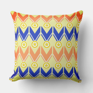 Gold Star of Orange and Blue Medal  Cushion