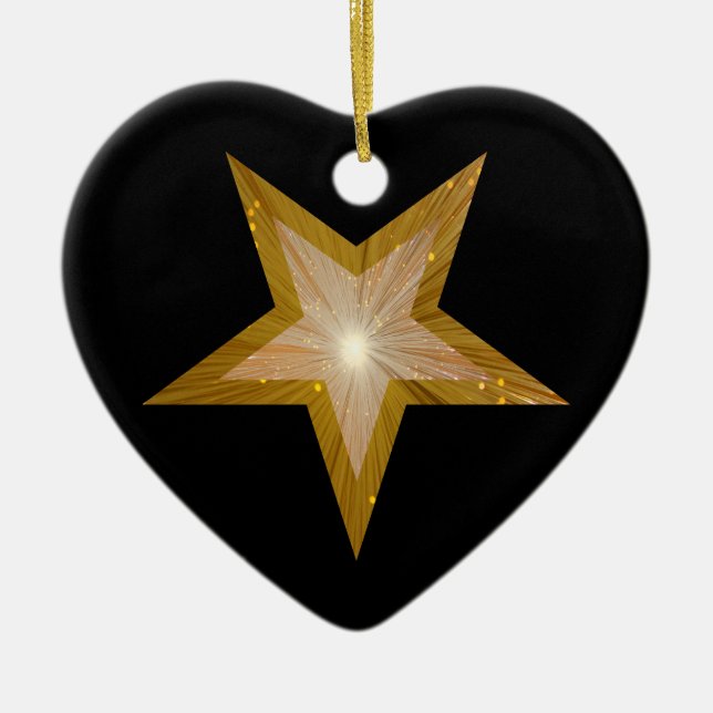 Gold Star ornament heart shape black (Front)