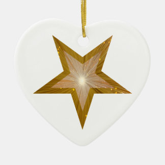 Gold Star ornament heart shape white