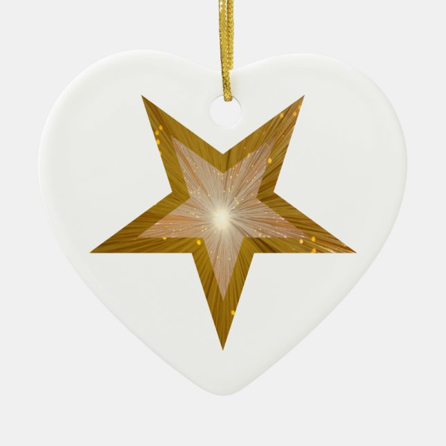 Gold Star ornament heart shape white (Front)