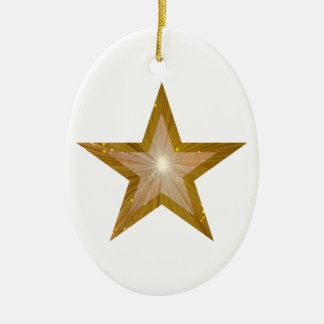 Gold Star ornament oval shape white
