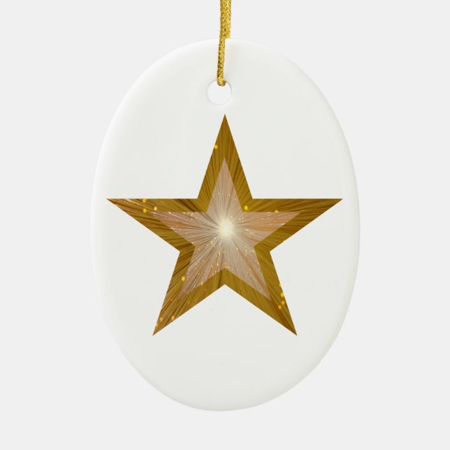 Gold Star ornament oval shape white (Front)