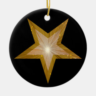 Gold Star ornament round black