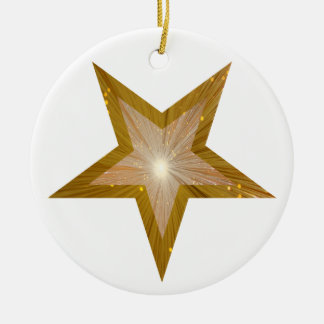 Gold Star ornament round white