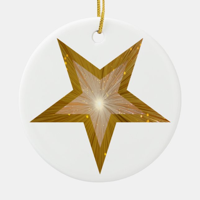 Gold Star ornament round white (Front)