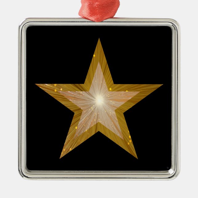 Gold Star ornament square black (Front)