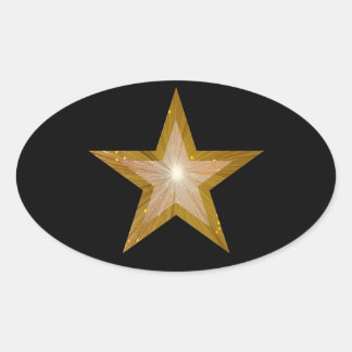 Gold Star oval sticker black