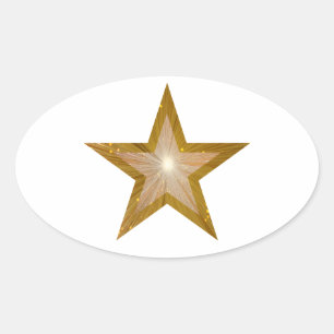 Gold Star oval  sticker white