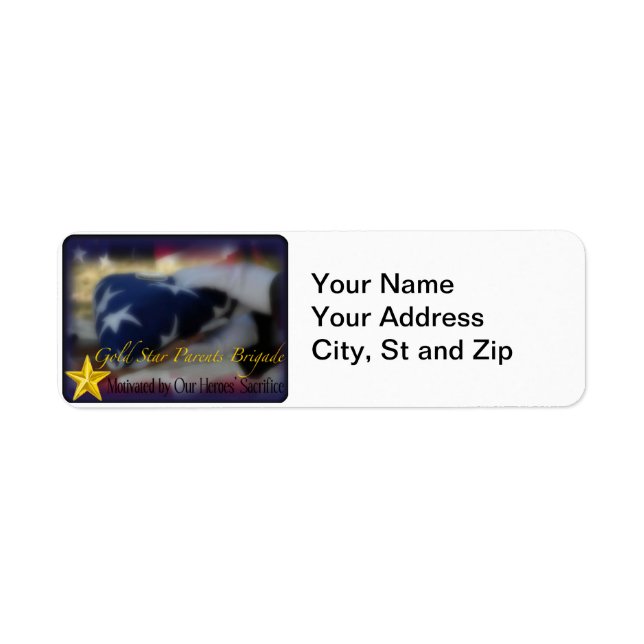 Gold Star Parents Brigade Return Address Label (Front)
