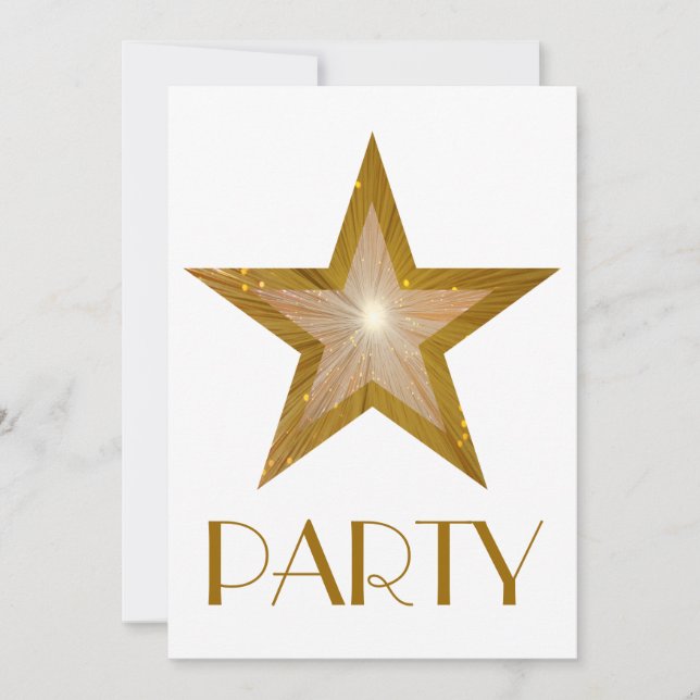 Gold Star 'Party' invitation white (Front)