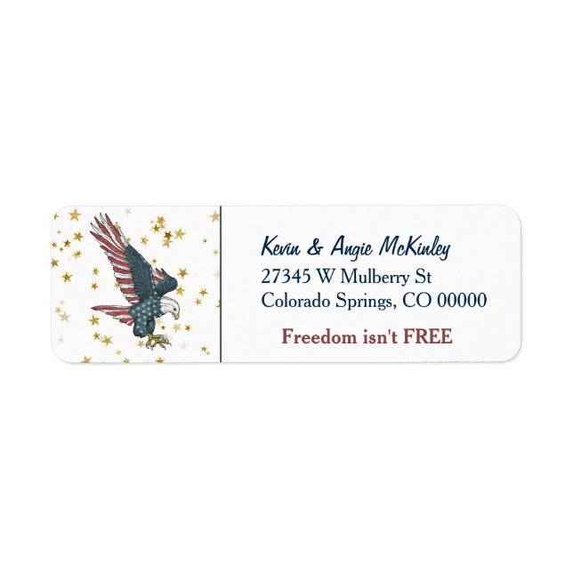 Gold Star Patriotic American Eagle Return Address (Front)