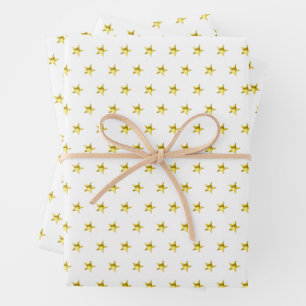 Gold star pattern metallic stylish chic wrapping paper sheet