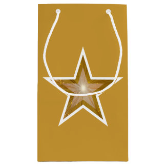 Gold Star print gift bag gold small