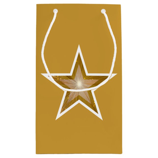Gold Star print gift bag gold small (Back)
