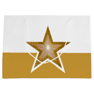 Gold Star print gift bag gold white large