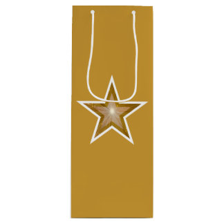 Gold Star print gift bag gold wine