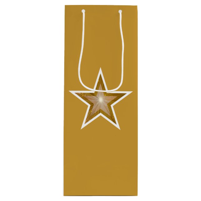 Gold Star print gift bag gold wine (Front)