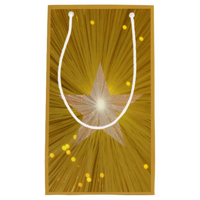 Gold Star print gift bag small (Front)