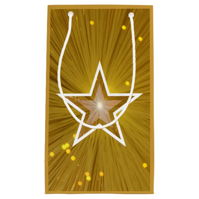 Gold Star print gift bag small (Front)