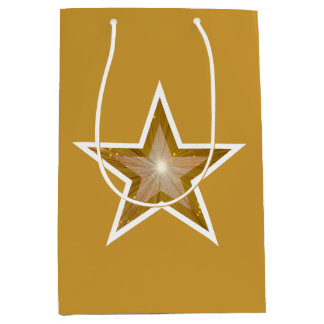 Gold Star print gold gift bag medium