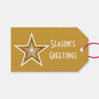 Gold Star print gold gift tags text back