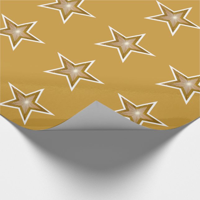 Gold Star print gold wrapping paper (Corner)