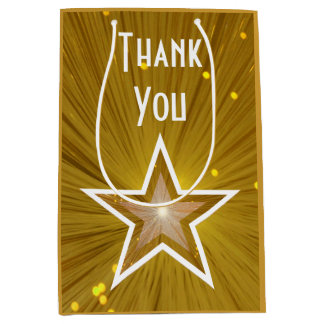 Gold Star print Thank You gift bag medium