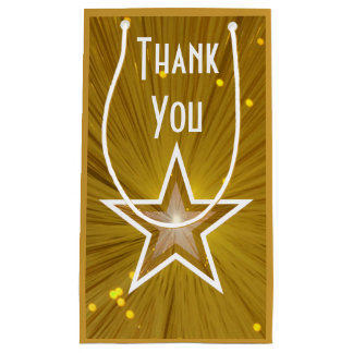 Gold Star print Thank You gift bag small