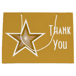 Gold Star print Thank You gold large Gift Bag