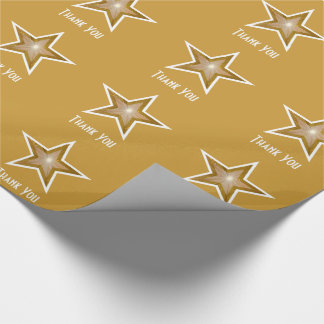 Gold Star print Thank You gold Wrapping Paper