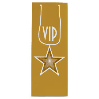 Gold Star print VIP gold gift bag wine