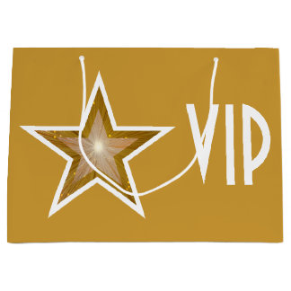 Gold Star print VIP gold large Gift Bag