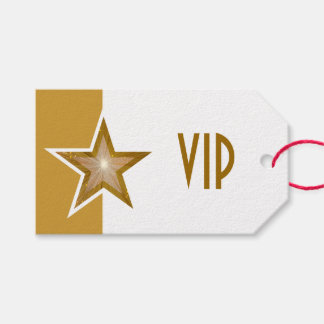 Gold Star print VIP gold white gift tags