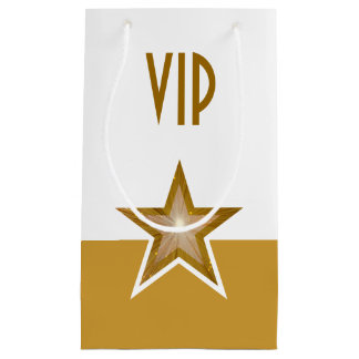 Gold Star print VIP gold white small Gift Bag
