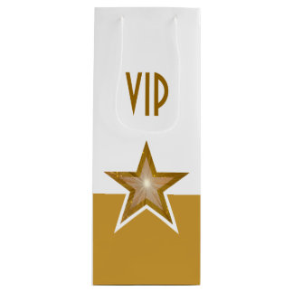 Gold Star print VIP gold white wine Gift Bag