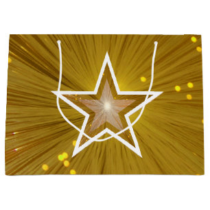 Gold Star print white gift bag large