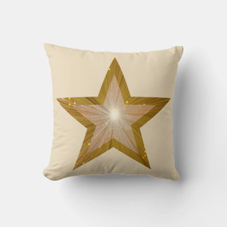 "Gold" Star printed throw pillow square cream
