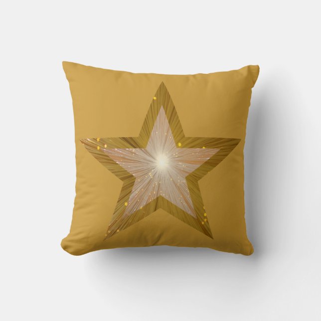 "Gold" Star printed throw pillow square gold (Front)