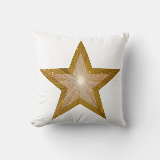 "Gold" Star printed throw pillow square white (Front)