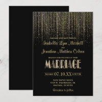Gold Star Rain Shower & Black Wedding