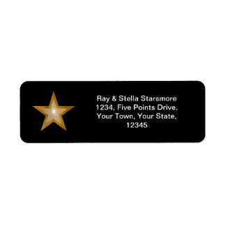 Gold Star return address label black