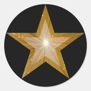Gold Star round sticker black